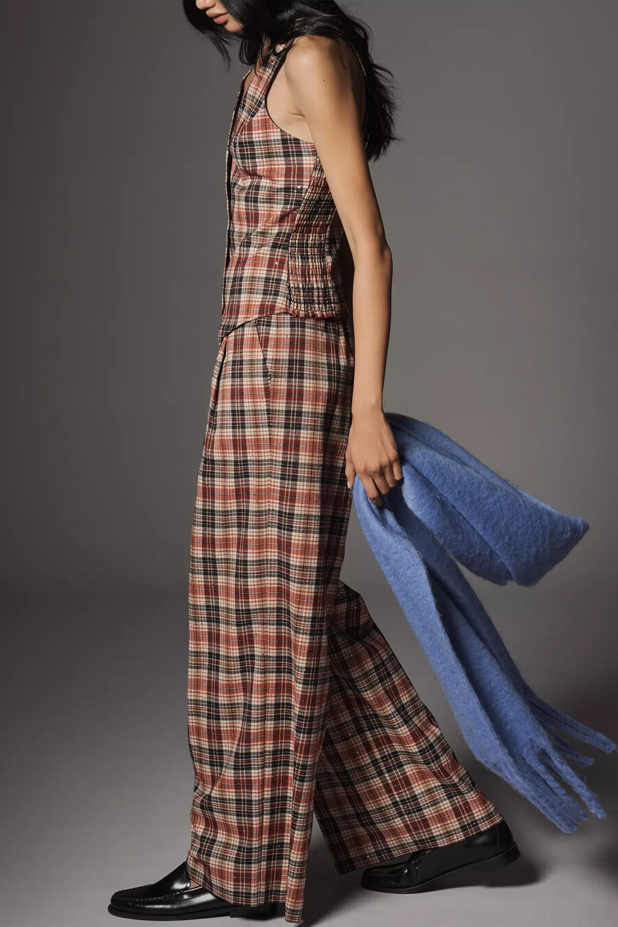 the avery sparkle pleated wide-leg trousers by maeve