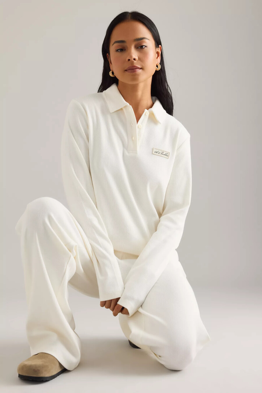 4th reckless liliana ribbed jersey wide-leg trousers