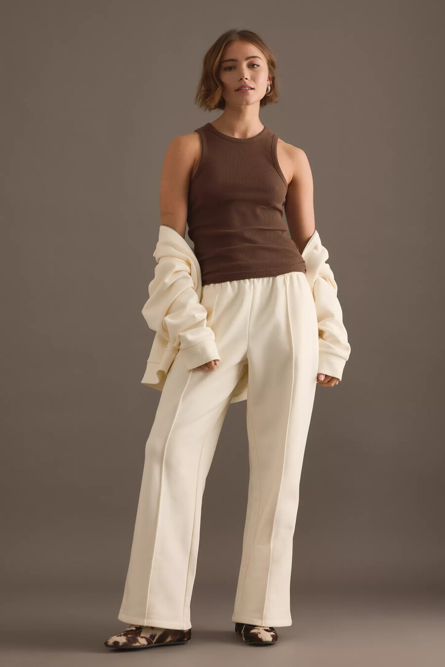 4th reckless valerie pintuck wide-leg joggers