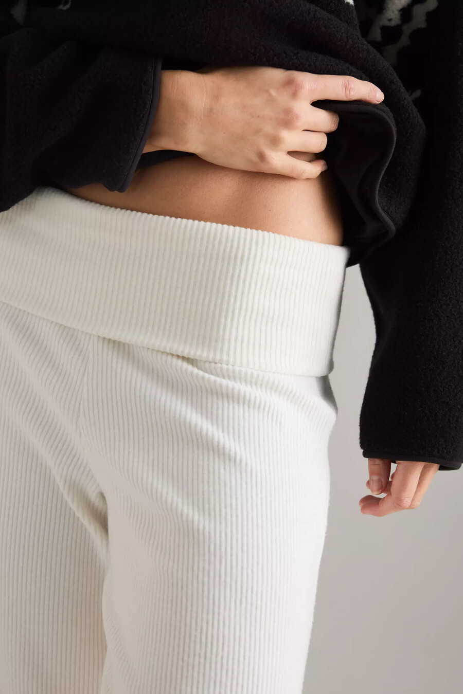 4th reckless mahlin foldover waist ribbed wide-leg trousers