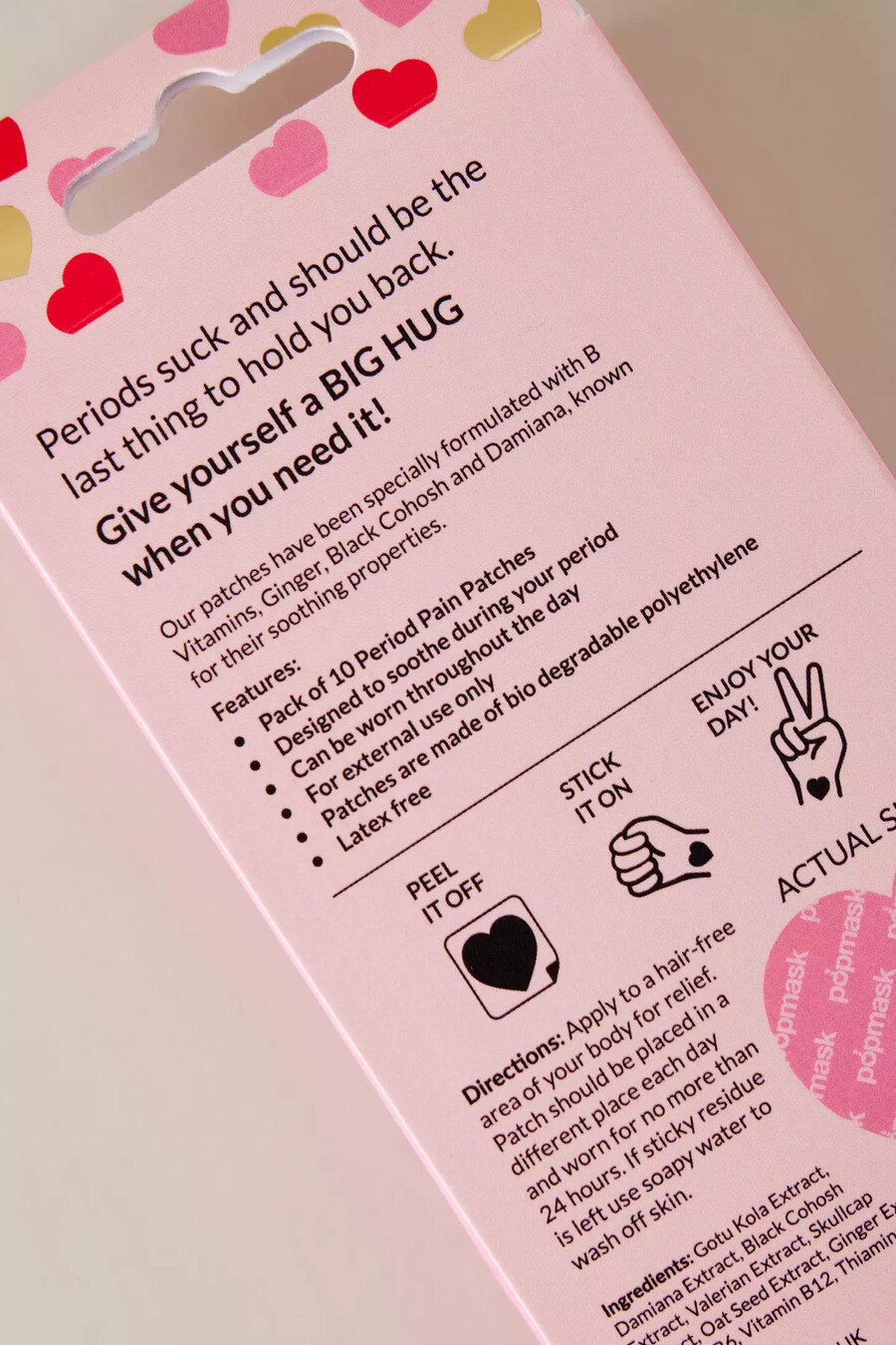 popmask big hug vitamin period support patches